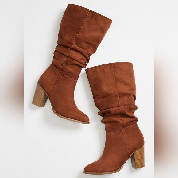 Maurices Valentina Brown Slouchy Tall Heel Boots Size 9.5 - Picture 1 of 13